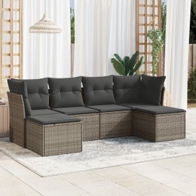 Set de muebles de jardín 6 pzas y cojines ratán sintético gris en Conjuntos de jardín | Comprar online en Foru.es