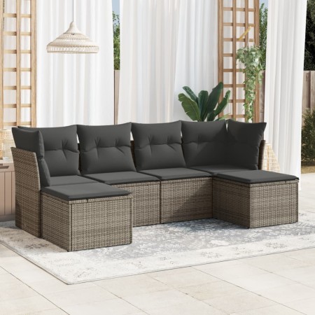 Set de muebles de jardín 6 pzas y cojines ratán sintético gris en Conjuntos de jardín | Comprar online en Foru.es