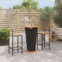 Mesa bar y taburetes jardín 3 pzas madera acacia ratán PE negro de , Conjuntos de jardín - Ref: Foro24-3187725, Precio: 235,1...