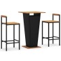 Mesa bar y taburetes jardín 3 pzas madera acacia ratán PE negro de , Conjuntos de jardín - Ref: Foro24-3187725, Precio: 235,1...