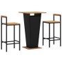 Mesa bar y taburetes jardín 3 pzas madera acacia ratán PE negro de , Conjuntos de jardín - Ref: Foro24-3187725, Precio: 235,1...