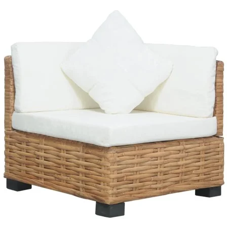 Sofá de esquina con cojines ratán natural de vidaXL, Sofás modulares de exterior - Ref: Foro24-286279, Precio: 213,48 €, Desc...