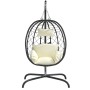 Silla colgante huevo acero ratán sintético cojín blanco crema de , Balancines de jardín - Ref: Foro24-360046, Precio: 204,64 ...