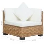 Sofá de esquina con cojines ratán natural de vidaXL, Sofás modulares de exterior - Ref: Foro24-286279, Precio: 213,48 €, Desc...
