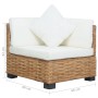 Sofá de esquina con cojines ratán natural de vidaXL, Sofás modulares de exterior - Ref: Foro24-286279, Precio: 216,43 €, Desc...