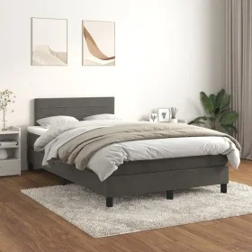 Cama box spring con colchón terciopelo gris oscuro 120x200 cm de , Camas y somieres - Ref: Foro24-3141354, Precio: 338,75 €, ...