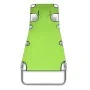 Folding steel sun lounger with apple green head cushion. by , Loungers - Ref: Foro24-41484, Price: 64,92 €, Discount: %