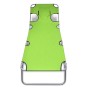 Tumbona plegable de acero y cojín de cabeza acero verde manzana de , Tumbonas - Ref: Foro24-41484, Precio: 59,91 €, Descuento: %