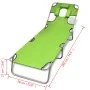 Folding steel sun lounger with apple green head cushion. by , Loungers - Ref: Foro24-41484, Price: 64,92 €, Discount: %