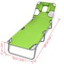 Tumbona plegable de acero y cojín de cabeza acero verde manzana de , Tumbonas - Ref: Foro24-41484, Precio: 59,91 €, Descuento: %