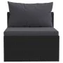 Set de muebles de jardín y cojines 7 pzas ratán sintético negro de vidaXL, Sofás modulares de exterior - Ref: Foro24-46552, P...