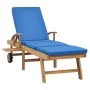Sun lounger with solid blue teak wood cushion by vidaXL, Loungers - Ref: Foro24-48025, Price: 172,93 €, Discount: %