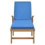 Sun lounger with solid blue teak wood cushion by vidaXL, Loungers - Ref: Foro24-48025, Price: 172,93 €, Discount: %
