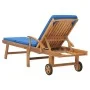 Sun lounger with solid blue teak wood cushion by vidaXL, Loungers - Ref: Foro24-48025, Price: 172,93 €, Discount: %