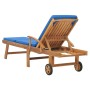 Tumbona con cojín madera maciza de teca azul de vidaXL, Tumbonas - Ref: Foro24-48025, Precio: 243,38 €, Descuento: %