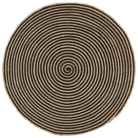 Alfombra de yute tejida a mano diseño espiral negro 90 cm de , Alfombras - Ref: Foro24-133719, Precio: 37,12 €, Descuento: %