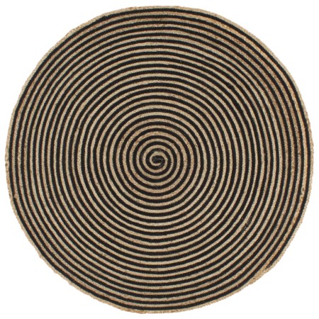 Alfombra de yute tejida a mano diseño espiral negro 90 cm de , Alfombras - Ref: Foro24-133719, Precio: 38,04 €, Descuento: %