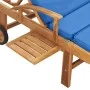 Sun lounger with solid blue teak wood cushion by vidaXL, Loungers - Ref: Foro24-48025, Price: 172,93 €, Discount: %