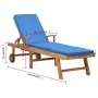 Sun lounger with solid blue teak wood cushion by vidaXL, Loungers - Ref: Foro24-48025, Price: 172,93 €, Discount: %