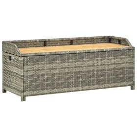 Banco de almacenamiento de jardín ratán sintético gris 120 cm de vidaXL, Bancos de jardín - Ref: Foro24-46481, Precio: 222,75...