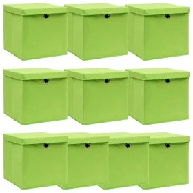 Cajas de almacenaje con tapas 10 uds tela verde 32x32x32 cm de , Cestas para almacenaje - Ref: Foro24-288372, Precio: 53,72 €...