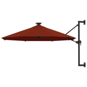 Wall-mounted umbrella with LEDs and metal pole 300 cm terracotta by , Umbrellas - Ref: Foro24-312527, Price: 134,66 €, Discou...