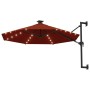 Sombrilla de pared con LEDs y poste de metal 300 cm terracota de , Sombrillas - Ref: Foro24-312527, Precio: 150,17 €, Descuen...