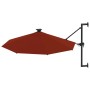 Sombrilla de pared con LEDs y poste de metal 300 cm terracota de , Sombrillas - Ref: Foro24-312527, Precio: 150,17 €, Descuen...
