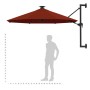 Sombrilla de pared con LEDs y poste de metal 300 cm terracota de , Sombrillas - Ref: Foro24-312527, Precio: 150,17 €, Descuen...