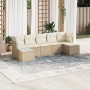 Set sofás de jardín 7 piezas y cojines ratán sintético beige en Conjuntos de jardín | Comprar online en Foru.es