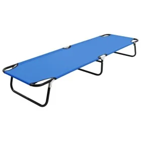 Folding blue steel deck chair by vidaXL, Loungers - Ref: Foro24-47754, Price: 74,04 €, Discount: %