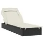 Tumbona con toldo plegable ratán sintético negro 213x63x97cm de , Tumbonas - Ref: Foro24-319638, Precio: 178,26 €, Descuento: %
