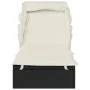 Tumbona con toldo plegable ratán sintético negro 213x63x97cm de , Tumbonas - Ref: Foro24-319638, Precio: 178,26 €, Descuento: %