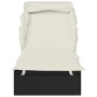 Tumbona con toldo plegable ratán sintético negro 213x63x97cm de , Tumbonas - Ref: Foro24-319638, Precio: 161,55 €, Descuento: %