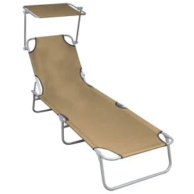 Tumbona plegable con toldo de aluminio gris taupe de vidaXL, Tumbonas - Ref: Foro24-47773, Precio: 65,93 €, Descuento: %