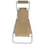 Tumbona plegable con toldo de aluminio gris taupe de vidaXL, Tumbonas - Ref: Foro24-47773, Precio: 65,93 €, Descuento: %