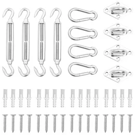 Set of 12 stainless steel sail shade accessories by , Accessories for awnings - Ref: Foro24-310245, Price: 29,91 €, Discount: %