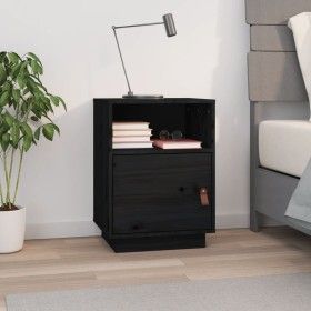 Mesita de noche madera maciza de pino negro 40x34x55 cm de vidaXL, Mesitas de noche - Ref: Foro24-818323, Precio: 46,11 €, De...