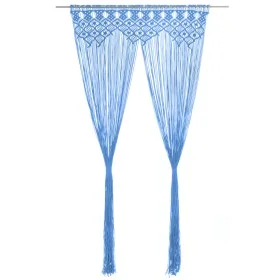 Blue cotton macramé curtain 140x240 cm by , Curtains and curtains - Ref: Foro24-323989, Price: 41,88 €, Discount: %