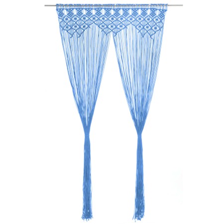Cortina de macramé algodón azul 140x240 cm de , Cortinas y visillos - Ref: Foro24-323989, Precio: 42,56 €, Descuento: %