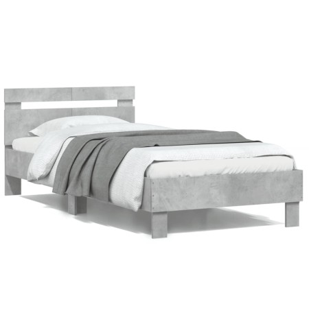 Cama con cabecero madera de ingeniería gris hormigón 100x200 cm de , Camas y somieres - Ref: Foro24-838529, Precio: 91,08 €, ...