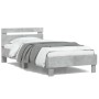 Cama con cabecero madera de ingeniería gris hormigón 100x200 cm de , Camas y somieres - Ref: Foro24-838529, Precio: 91,08 €, ...