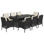 Set de comedor de jardín 9 pzas y cojines ratán sintético negro de , Conjuntos de jardín - Ref: Foro24-3211879, Precio: 922,7...