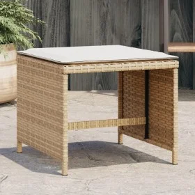 Gartenhocker mit Kissen 4 Stück PE Rattan beige 41x41x36cm von , Hocker für den Außenbereich - Ref: Foro24-365045, Preis: 93,...