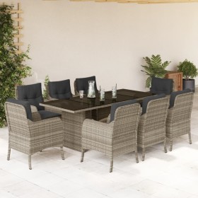 Set comedor de jardín 9 pzas cojines ratán sintético gris claro de , Conjuntos de jardín - Ref: Foro24-3211891, Precio: 980,6...