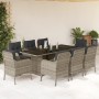 Set comedor de jardín 9 pzas cojines ratán sintético gris claro de , Conjuntos de jardín - Ref: Foro24-3211891, Precio: 980,6...