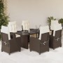 Set comedor de jardín 7 pzas con cojines ratán sintético marrón de , Conjuntos de jardín - Ref: Foro24-3212922, Precio: 956,7...