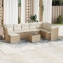 Set de sofás de jardín 9 pzas con cojines ratán sintético beige en Conjuntos de jardín | Comprar online en Foru.es