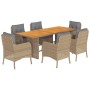 Set comedor de jardín 7 pzas con cojines ratán sintético beige de , Conjuntos de jardín - Ref: Foro24-3211902, Precio: 882,33...