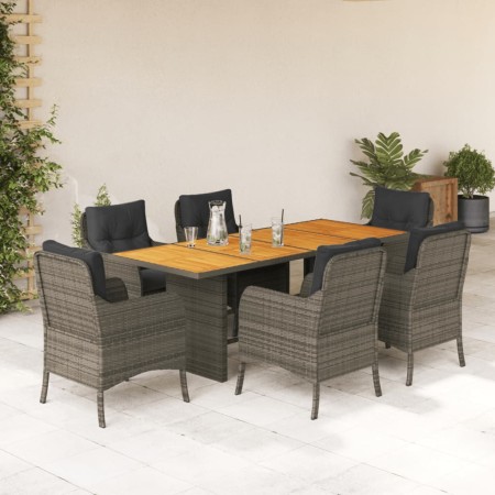 Set comedor jardín 7 pzas y cojines ratán sintético gris de , Conjuntos de jardín - Ref: Foro24-3211898, Precio: 875,24 €, De...